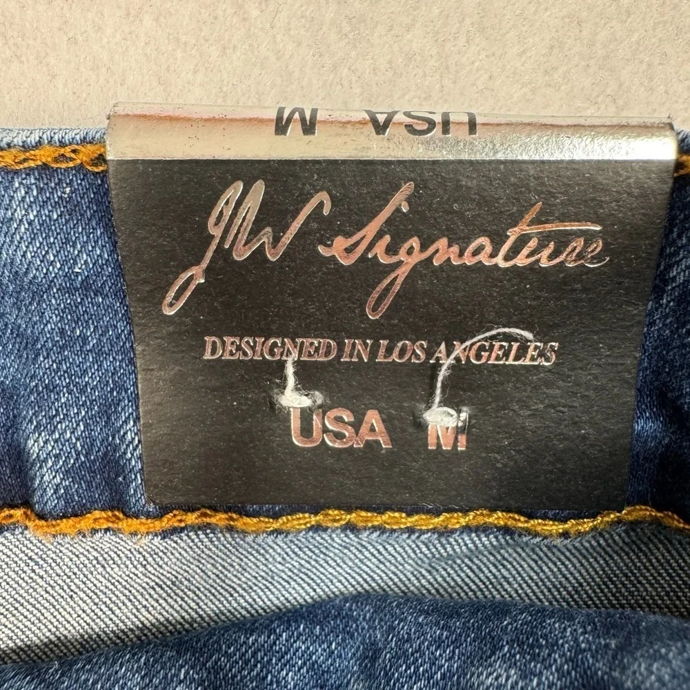 JW Signature Jean Shorts Womens Size Medium Dark Wash High Rise Frayed Hem NWT - Picture 7 of 10